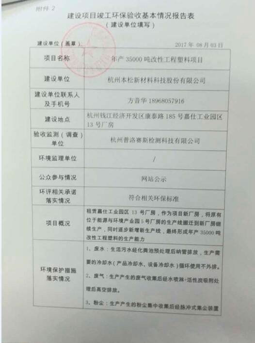 建設(shè)項目竣工環(huán)保驗收基本情況報告表